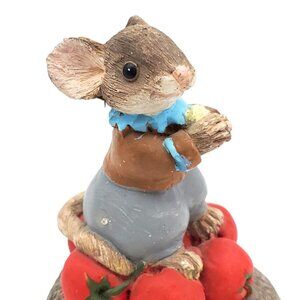 Vintage RGML Garden Mouse Sculpture Tomatoes Chalkware Hand Painted Figurine 90s